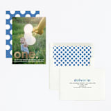 "Colorful One" - Children's Birthday Party Invitations in Gold by Denise Malacrea - Assembled