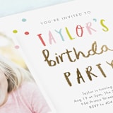 "Confetti bash" - Children's Birthday Party Invitations in Bubblegum by Stacey Meacham - Detail