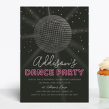"Dance Party" - Children's Birthday Party Invitations in Raspberry by Kelly Nasuta - Front