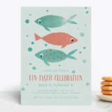 "FIN-TASTIC CELEBRATION" - Children's Birthday Party Invitations in Papaya by Hallie Fischer - Front