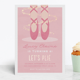 "Let's Plie" - Children's Birthday Party Invitations in Bubblegum by Jen Banks - Front