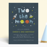 "Two the moon" - Children's Birthday Party Invitations in Midnight by Annie Holmquist - Front