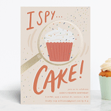 "I Spy Cake!" - Children's Birthday Party Invitations in Cream by Shiny Penny Studio - Front