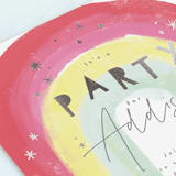 "Sparkling Rainbow" - Children's Birthday Party Invitations in Fruit Punch by Rebecca Durflinger - Detail