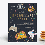 "animal masquerade" - Children's Birthday Party Invitations in Deep Sea by Anastasia Makarova - Front