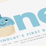 "One Cupcake" - Children's Birthday Party Invitations in Bluebird by mo kelley - Detail