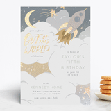 "Out of this World" - Children's Birthday Party Invitations in Lunar by Leah Bisch - Front