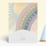 "Over the Rainbow" - Children's Birthday Party Invitations in Sherbet by Leah Bisch - Front