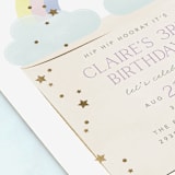 "In the Clouds" - Children's Birthday Party Invitations in Marshmallow by Robert and Stella - Detail