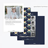 "Folk Florals" - Children's Birthday Party Invitations in Navy by Amber Barkley - Back of Card Options
