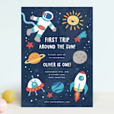 "space age" - Children's Birthday Party Invitations in Midnight by peetie design - Front