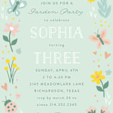 "In The Garden" - Children's Birthday Party Invitations in Sky by Susan Asbill - Detail