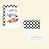 "Two Fast" - Children's Birthday Party Invitations in Racing Red by Jessie Steury - Assembled