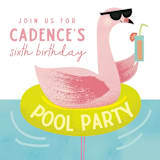 "Flamingo" - Children's Birthday Party Invitations in Lime by Lori Wemple - Detail