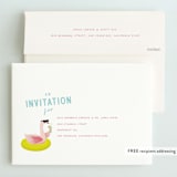 "Flamingo" - Children's Birthday Party Invitations in Lime by Lori Wemple - FREE Recipient Addressing