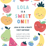 "Fruit Salad" - Children's Birthday Party Invitations in Fruit Punch by peetie design - Detail