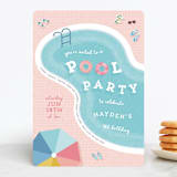 "Cool Pool Party" - Children's Birthday Party Invitations in Coral by Lisa McLean - Front