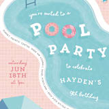 "Cool Pool Party" - Children's Birthday Party Invitations in Coral by Lisa McLean - Detail