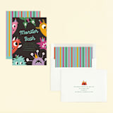 "Monsters" - Children's Birthday Party Invitations in Midnight by Morgan Kendall - Assembled