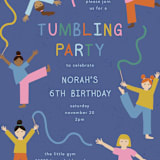 "Tumbling Party" - Children's Birthday Party Invitations in Blueberry by Kelly Watkins - Detail