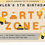 "party zone" - Children's Birthday Party Invitations in Lemon Drop by Nicole Senecal - Detail