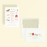 "Barnyard noises" - Children's Birthday Party Invitations in Cotton by Creo Study - Assembled