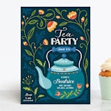 "Garden Tea Party" - Children's Birthday Party Invitations in Lake by Erin Deegan - Front