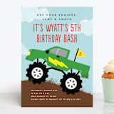 "Monster Truck" - Children's Birthday Party Invitations in Lime by Erica Krystek - Front