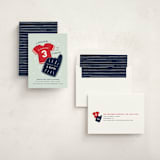 "Sports" - Children's Birthday Party Invitations in Navy by JeAnna Casper - Assembled