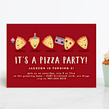 "It's A Pizza Party" - Children's Birthday Party Invitations in Tomato by Katie Zimpel - Front