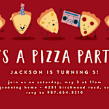 "It's A Pizza Party" - Children's Birthday Party Invitations in Tomato by Katie Zimpel - Detail