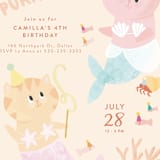 "Merkitty" - Children's Birthday Party Invitations in Melon by Haley Warner - Detail