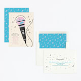 "Karaoke Time" - Children's Birthday Party Invitations in Electric Blue by Lisa McLean - Assembled