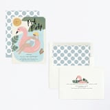 "splash flamingo" - Children's Birthday Party Invitations in Powder Blue by Faith Dorn - Assembled