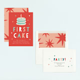 "That First Cake" - Children's Birthday Party Invitations in Citrus by Christie Garcia - Assembled