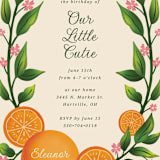 "Cutie" - Children's Birthday Party Invitations in Clementine by Megan Cash - Detail