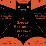 "Spooky Bat" - Children's Birthday Party Invitations in Hibiscus by Ani Somi - Detail