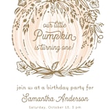 "Little Pumpkin" - Children's Birthday Party Invitations in Peach by Paper Sun Studio - Detail