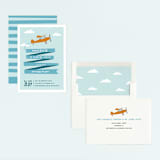 "Airplane News Stream" - Children's Birthday Party Invitations in Sky by Karidy Walker - Assembled