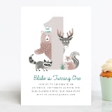 "Woodland" - Children's Birthday Party Invitations in Turquoise by Kampai Designs - Front