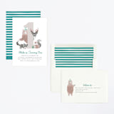 "Woodland" - Children's Birthday Party Invitations in Turquoise by Kampai Designs - Assembled
