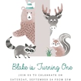 "Woodland" - Children's Birthday Party Invitations in Turquoise by Kampai Designs - Detail