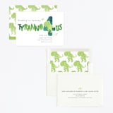 "Dino Party" - Children's Birthday Party Invitations in Lime by Cindy Denning - Assembled