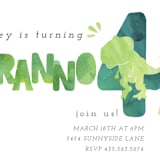 "Dino Party" - Children's Birthday Party Invitations in Lime by Cindy Denning - Detail