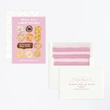 "Donut Miss The Party" - Children's Birthday Party Invitations in Bubble Gum by Shiny Penny Studio - Assembled