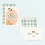 "Autumn Pumpkin" - Children's Birthday Party Invitations in Leaf by Karidy Walker - Assembled