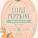 "Autumn Pumpkin" - Children's Birthday Party Invitations in Leaf by Karidy Walker - Detail