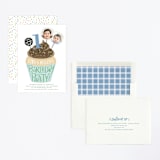 "Cupcake Topper" - Children's Birthday Party Invitations in Turquoise by Alethea and Ruth - Assembled