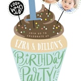 "Cupcake Topper" - Children's Birthday Party Invitations in Turquoise by Alethea and Ruth - Detail