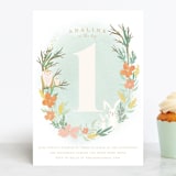 "Woodland One" - Children's Birthday Party Invitations in Snow by Grace Kreinbrink - Front